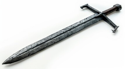 Medieval style antique sword hilt isolated on white background for historical enthusiasts