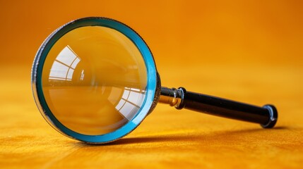 Magnifying glass focusing on terminology word on yellow background with copy space