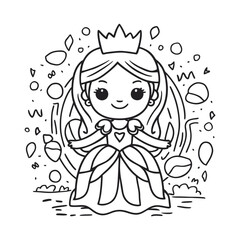 Cute Princess Vector Illustration Adorable Cartoon Princess, Cartoon Princess Drawing  Adorable Princess Vector, Royal Princess Vector  