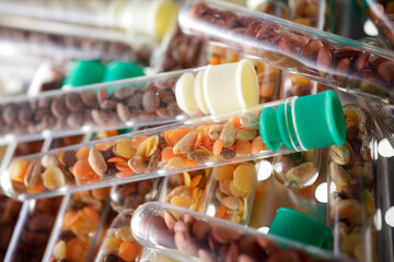 Laboratory biotechnological research on growth test tubes of transgenic seeds