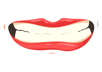 Red lip female. Woman expressed emotion, beauty concept. Modern flat vector design illustration