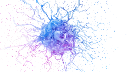 one brain cell on transparent background at center 