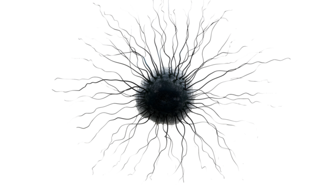 one brain cell on transparent background at center 