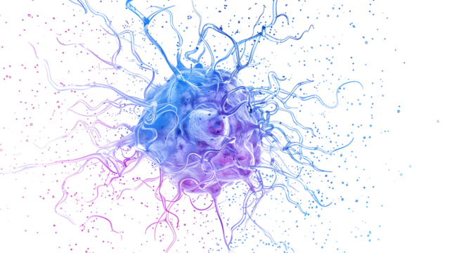 one brain cell on transparent background at center 