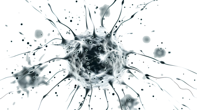 one brain cell on transparent background at center 