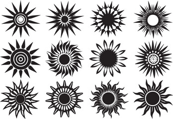 Set sun. Hand drawn vector illustration