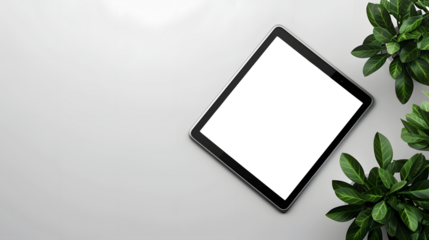 top view of the tablet on a transparent background 