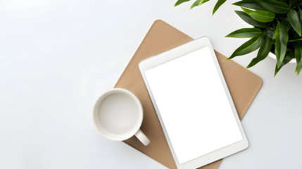 top view of the tablet on a transparent background