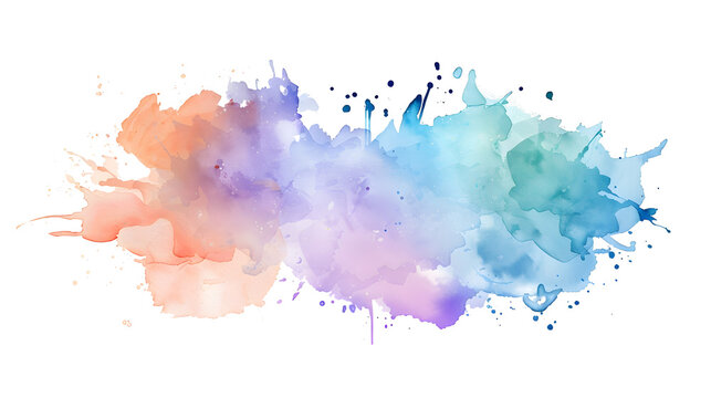 watercolor green. orange and blue splash on a transparent background. The splash is in the style of pink