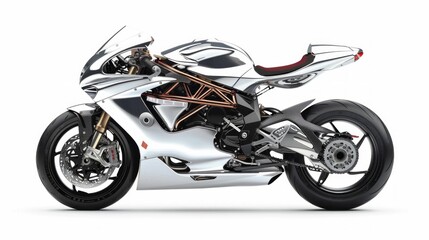 Obraz premium steel race bike pure White background 