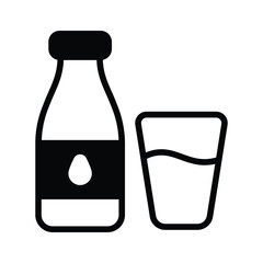 Icon of milk bottle with glass in modern design style