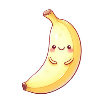 recommend clip art: Watercolor Cartoon Banana Clipart with Face on Transparent Background PNG