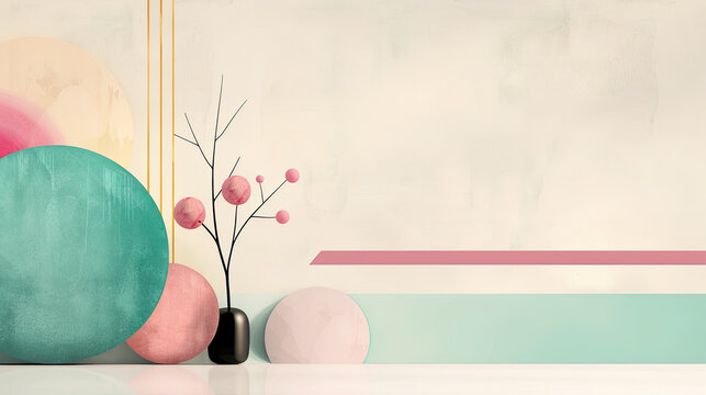 A minimalistic design featuring geometric shapes and pastel colors, reflecting quiet luxury and contemporary style
