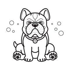 Bulldog vector illustration cute dog cartoon, adorable pet dog graphic, cartoon bulldog coloring page design