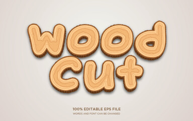 Wood Cut 3D editable text style effect	