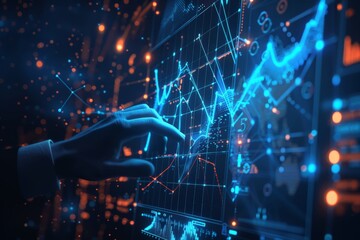 Hand Interacting with Financial Data