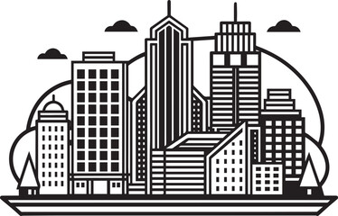 Obraz premium city skyline silhouette. Hand drawn vector illustration 