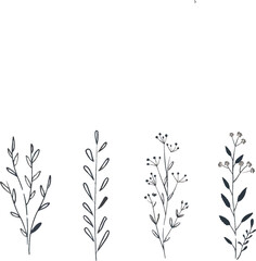 Set of simple hand drawn vector leaves.
