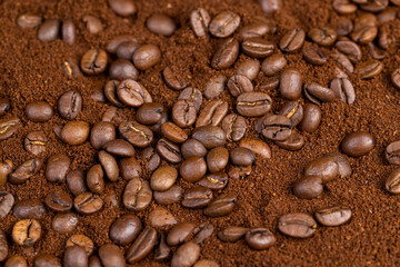 natural ground and roasted coffee for making a drink