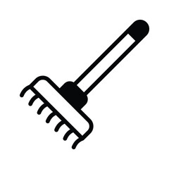 A rake icon representing a tool used for gathering leaves and garden maintenance.