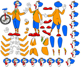 Vector Clown man character with lip sync and eye blink, all sides rigged | Joker