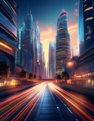 Fototapeta premium The elegant and dynamic look of modern urban architecture with skyscrapers and office buildings