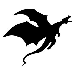 silhouette or illustration of a flying winged dragon