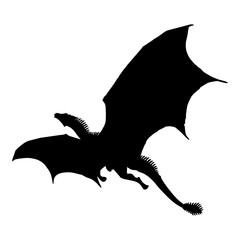 Fototapeta premium silhouette or illustration of a flying winged dragon