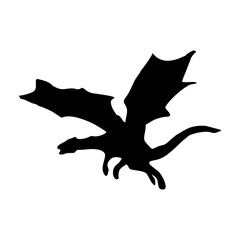silhouette or illustration of a flying winged dragon