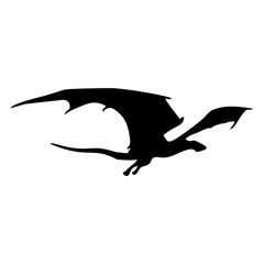 silhouette or illustration of a flying winged dragon