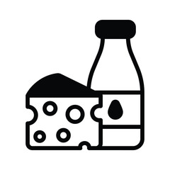 cheese with milk bottle denoting concept icon of dairy products