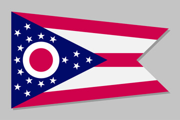 Flag of Ohio, symbol of USA federal state. Full frame of Ohio federal flag with three red and two white horizontal stripes that represent roads and waterways of the state realistic vector illustration