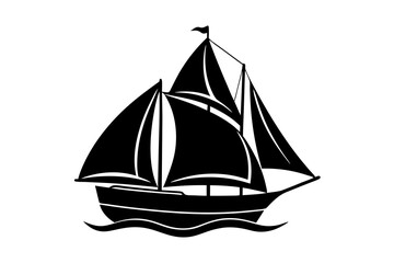 A sail boat vector art illustration, white background