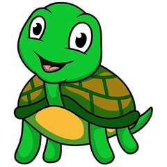 Friendly Green Turtle Cartoon