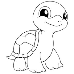 Cute Baby Turtle Outline