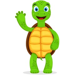 Friendly Waving Turtle Cartoon