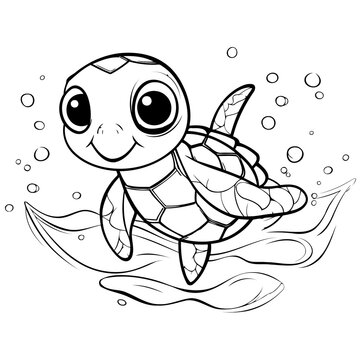 recommend clip art: Cute Cartoon Baby Sea Turtle Outline
