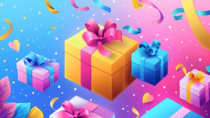 Obraz premium Giveaway, enter to win. Social media post template for promotion design or website banner. Gifts. Win a prize giveaway. A pop-up tooltip. Giveaway banner. Vector illustration