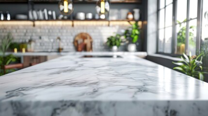 White Marble Countertop in a Modern Kitchen