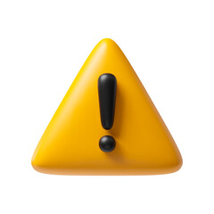 3D yellow triangle exclamation mark icon in realistic style. Vector illustration of yellow triangle with black sign inside warning about danger. Triangle attention sign icon on gray background