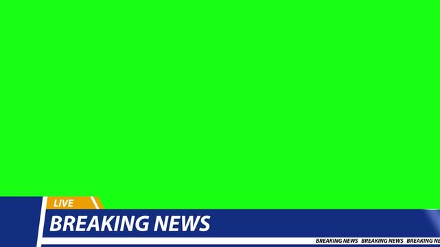 Breaking news tv banner, banner layout design template for main broadcast news headlines, video and media channels, set of banners in blue and white, breaking news tv banner on green screen background - Powered by Adobe