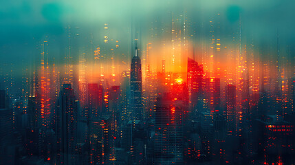 Fototapeta premium Urban Blur,Modern Metropolis in Orange & Grey Haze,abstract background