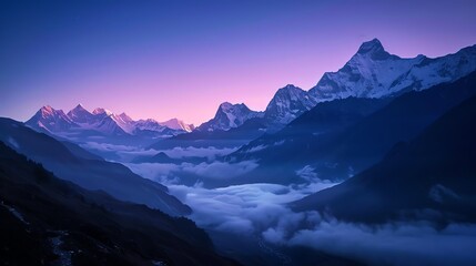 Serene  mountain landscape at dawn, for inspiring adventurous dreams