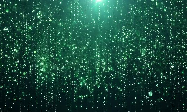 Gorgeous sparkling green background with shiny glitter falling down