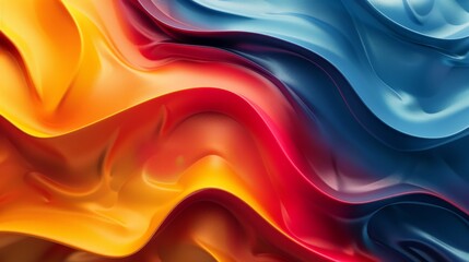 Obraz premium Abstract Wavy Pattern in Vibrant Yellow, Orange, Red, and Blue Hues