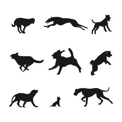vector illustration of running dog silhouette