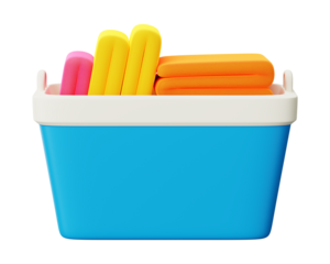 PNG 3D laundry basket, element illustration, transparent background