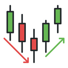 Cryptocurrency Chart vector price movements colored icon or sign