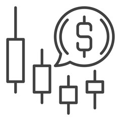 Dollar in Speech Bubble with Candlestick Chart vector outline icon or design element