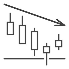 Downtrend Candlestick Chart vector Crypto Trading thin line icon or design element